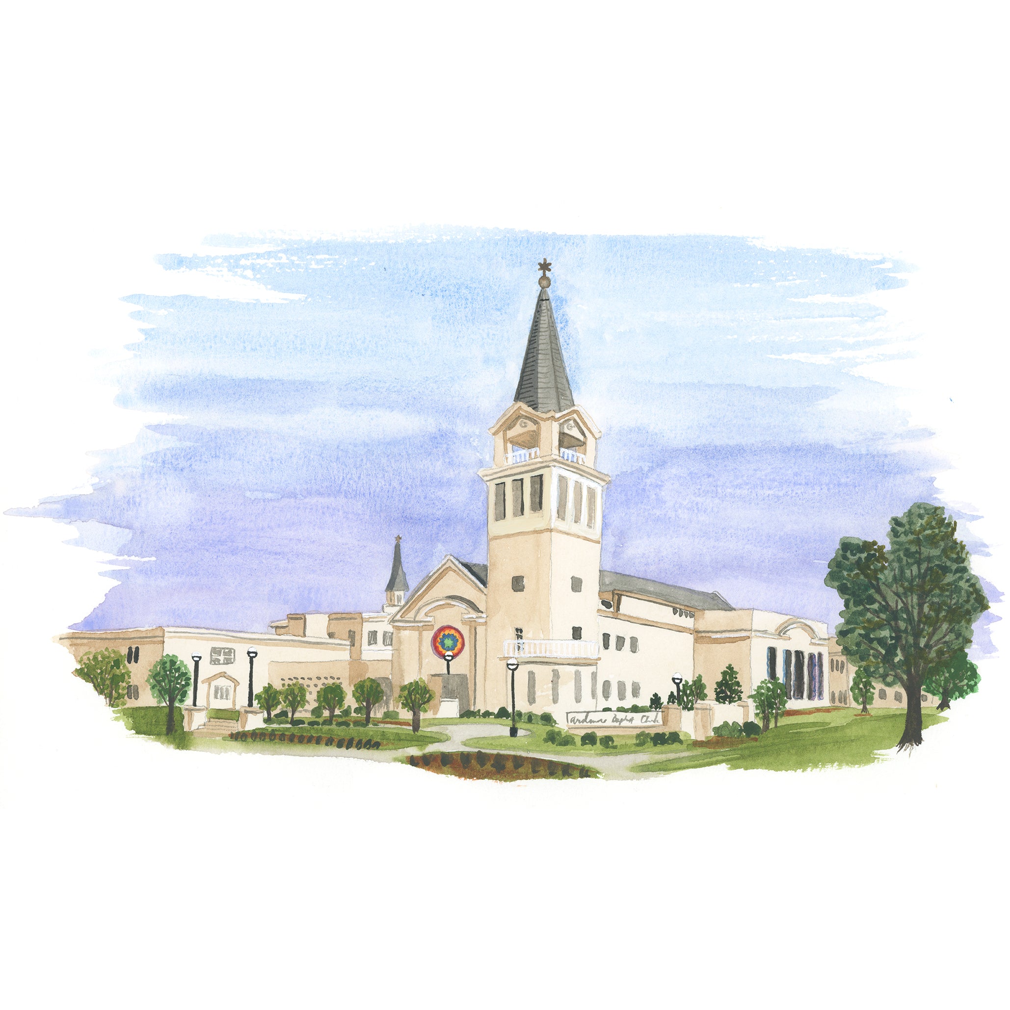 watercolor wedding church portrait location venue map portrait stationery illustration custom california artist paintings painter