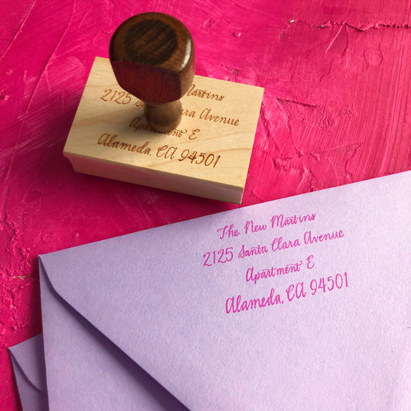 Return address calligraphy stamp custom hand done wedding invitations