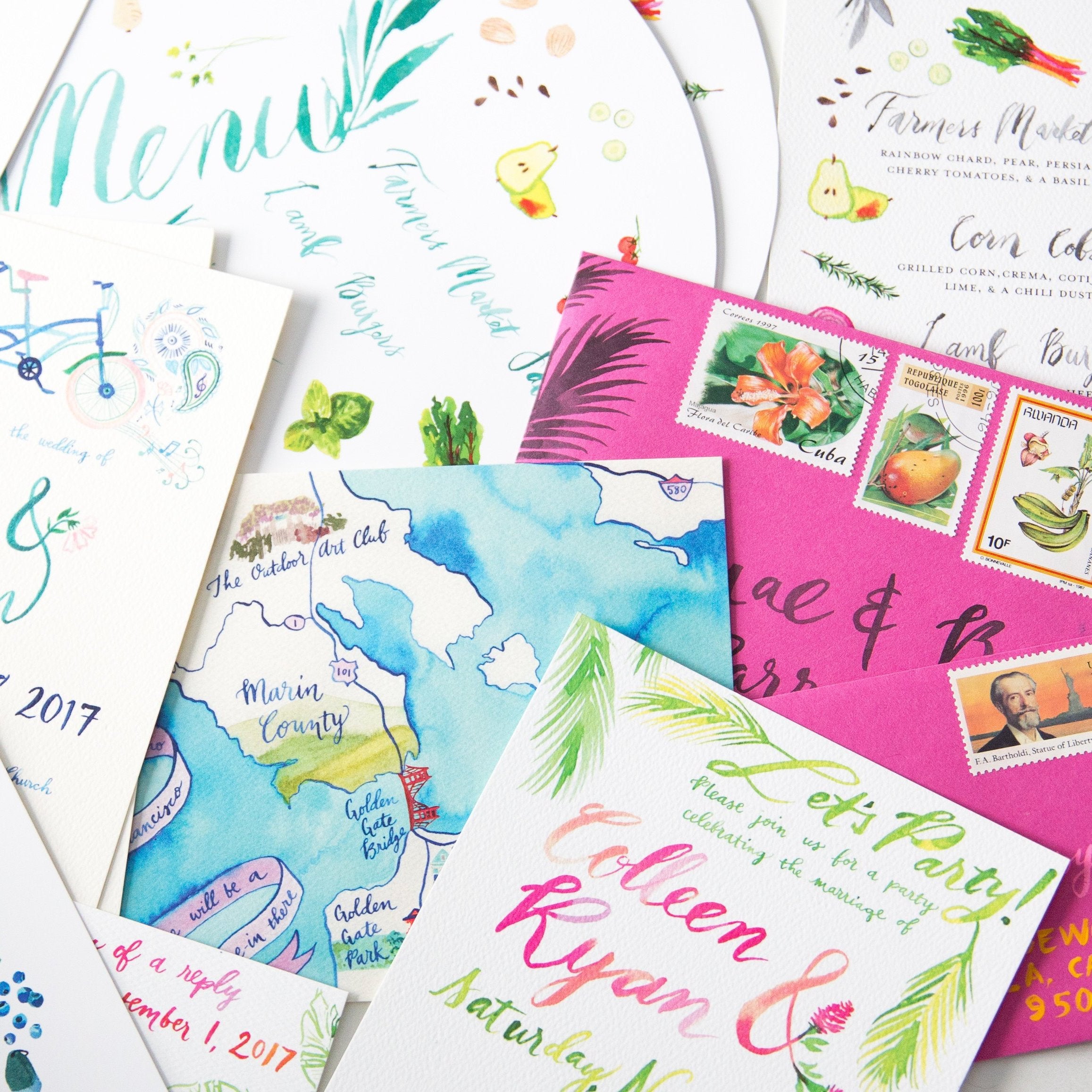 Colorful stationery samples